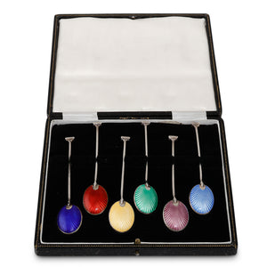 A Set of 6 Enamel Tea Spoons