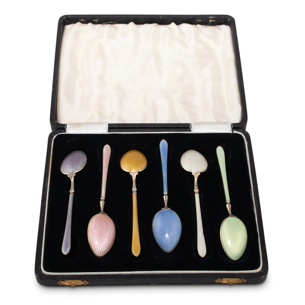 A Set of 6 Enamel Coffee Spoons