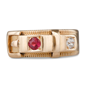 A Ruby and Diamond Buckle Ring