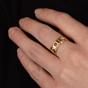 A Ruby and Diamond Buckle Ring