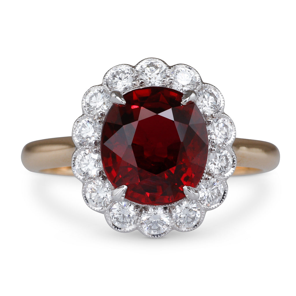 Ruby and Diamond Cluster Ring