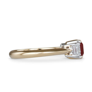 Ruby and Diamond Three Stone Ring