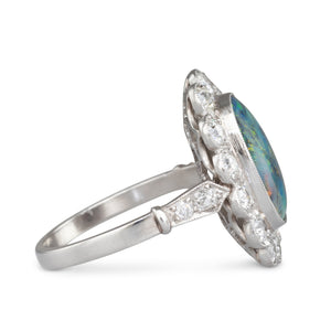 Opal and Diamond Cluster Ring