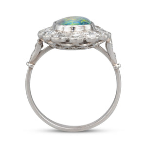 Opal and Diamond Cluster Ring