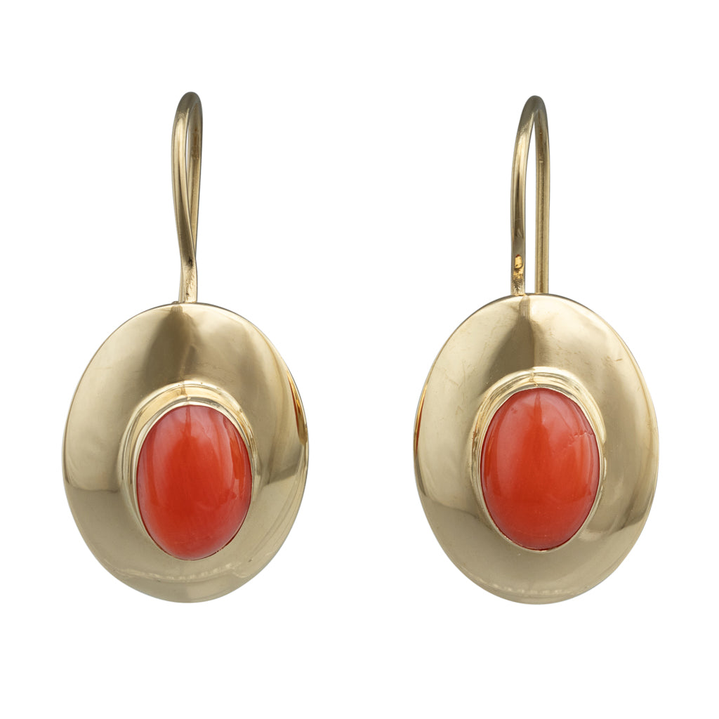 Coral and Gold Drop Earrings