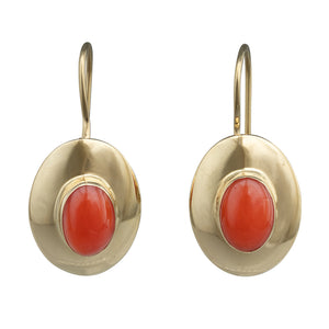 Coral and Gold Drop Earrings