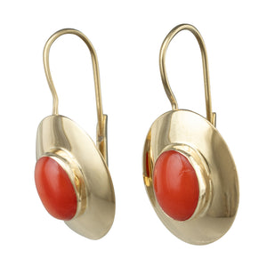 Coral and Gold Drop Earrings