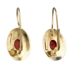 Coral and Gold Drop Earrings