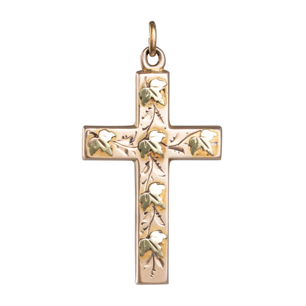 Gold Cross with Leaf Pattern