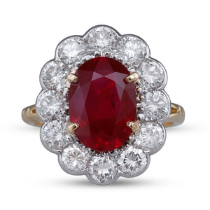 Burmese Ruby Cluster Ring