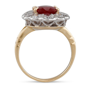 Burmese Ruby Cluster Ring