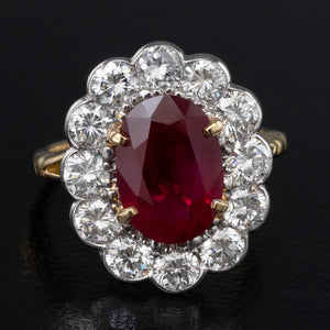 Burmese Ruby Cluster Ring