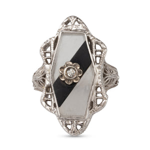 Art Deco Filigree Plaque Ring