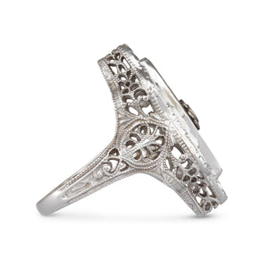 Art Deco Filigree Plaque Ring