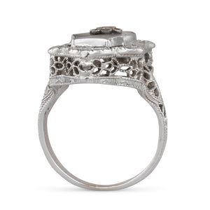 Art Deco Filigree Plaque Ring