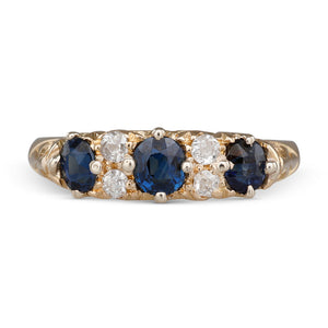 Half Hoop Diamond and Sapphire Ring