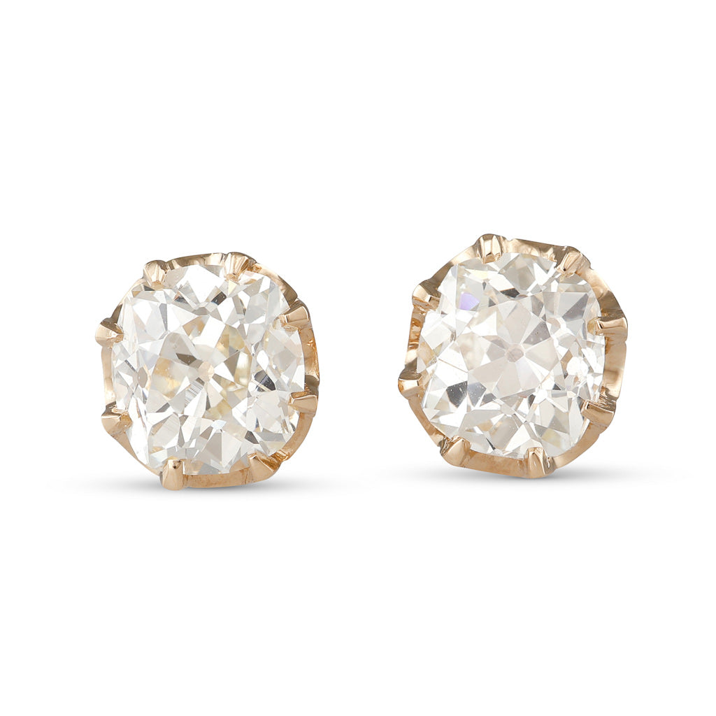 2.91ct Old Mine Cut Diamond Studs