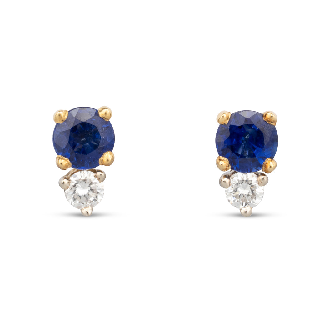 Sapphire & Diamond Stud Earrings