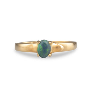 Black Opal Solitaire Ring