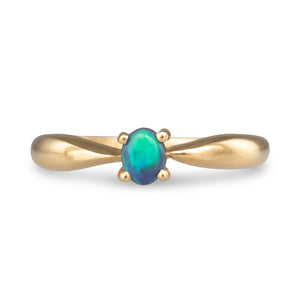 Black Opal Solitaire Ring