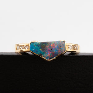 Black Opal and Diamond Ring