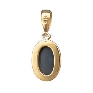 Oval Black Opal & Diamond Pendant