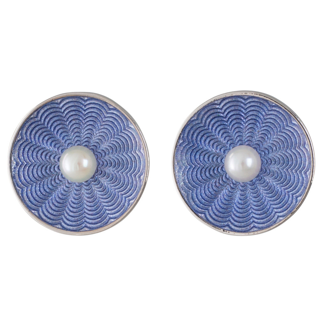 Japanese Akoya Pearl Earrings with Sapphires | Angara