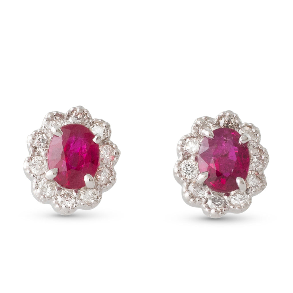 Ruby Cluster Earrings