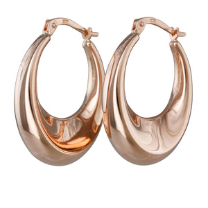 9ct Rose Gold Oval Hoop Earring