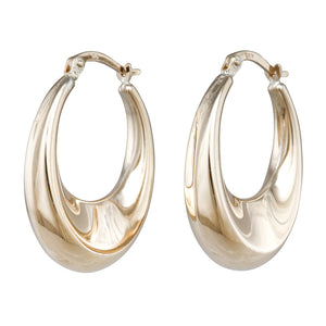 9ct Yellow Gold Oval Hoop Earrings