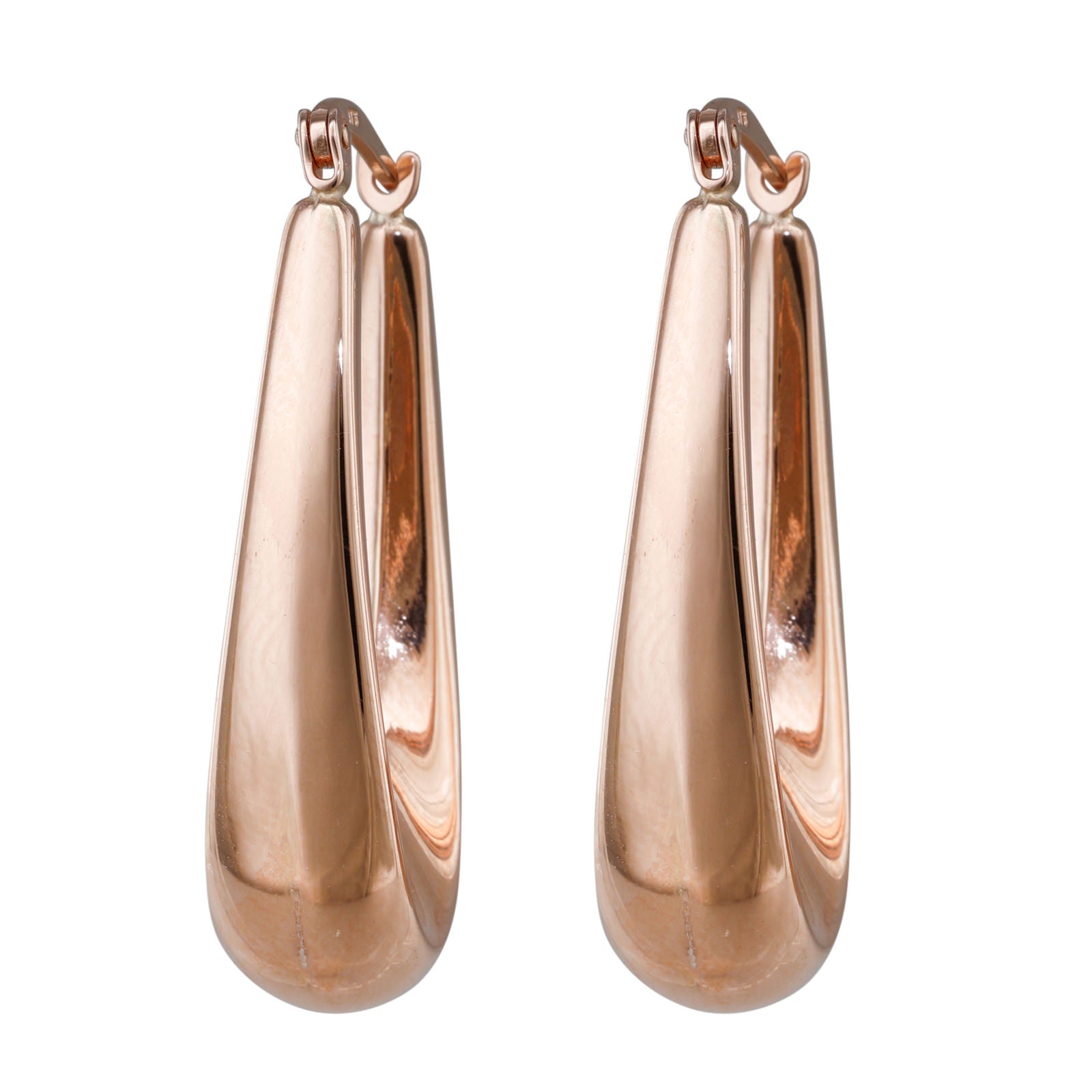 Elongated Rose Gold Hoop Earrings