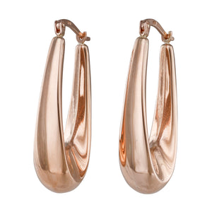 Elongated Rose Gold Hoop Earrings