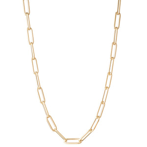 Yellow Gold Paperclip Link Necklace