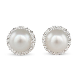 South Sea & Diamond Halo Earrings