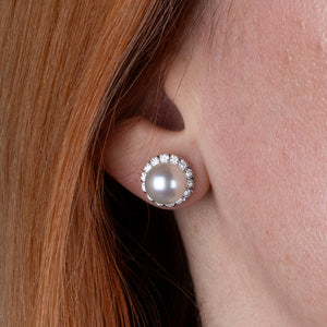 South Sea & Diamond Halo Earrings