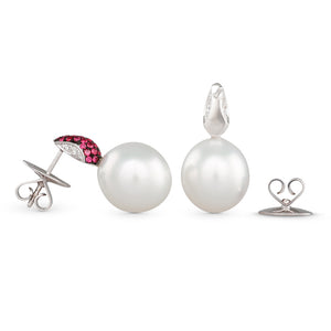 South Sea Pearl & Ruby Earrings