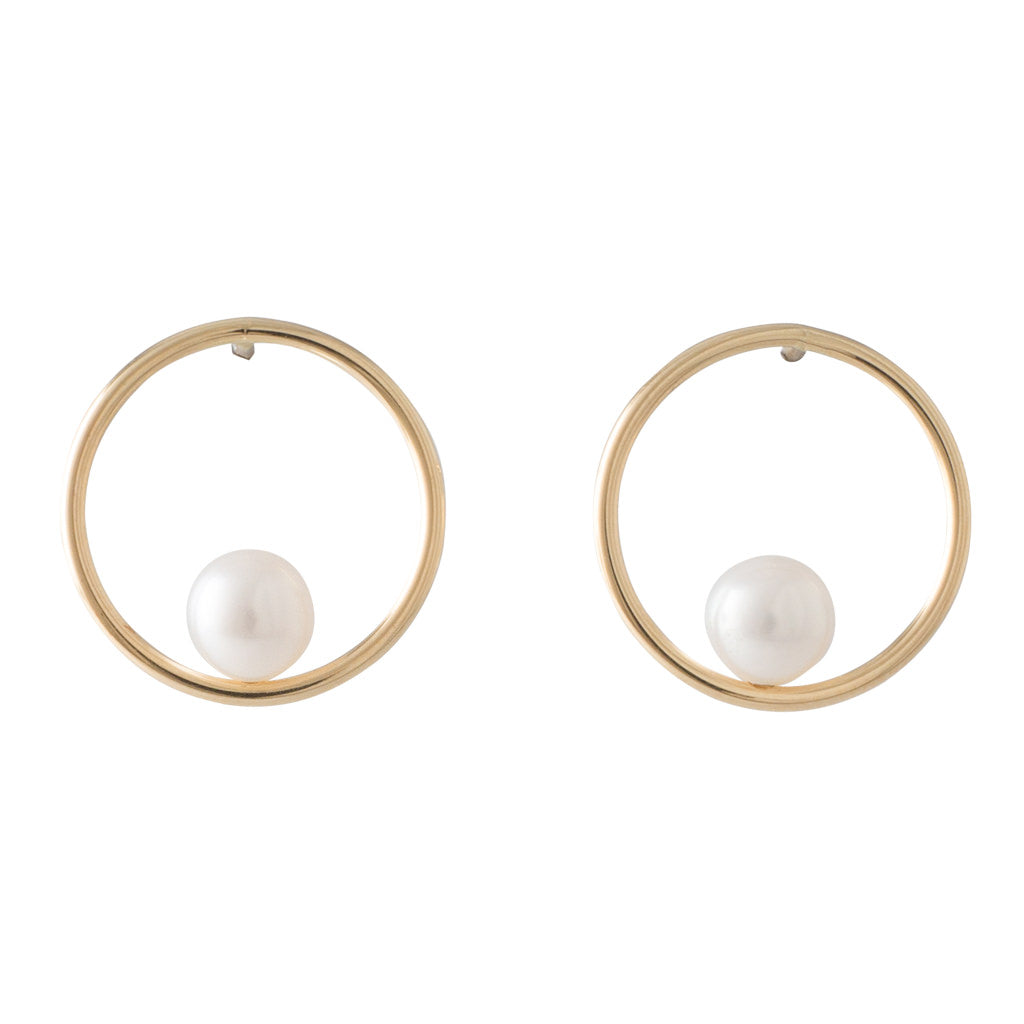 Freshwater Pearl Circle Earrings