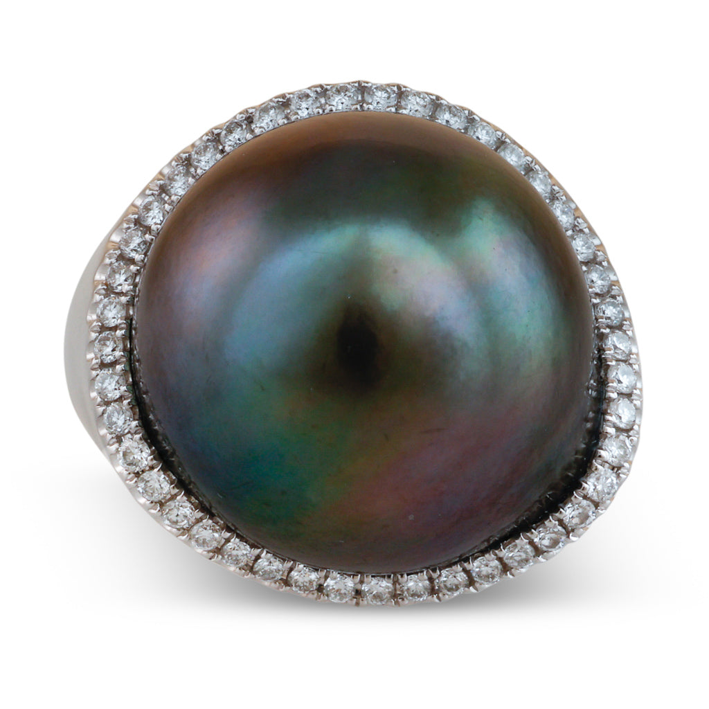 Tahitian Pearl & Diamond Ring