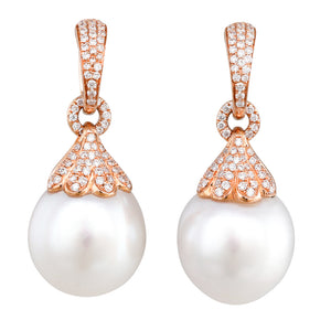 South Sea Pearl & Diamond Earrings