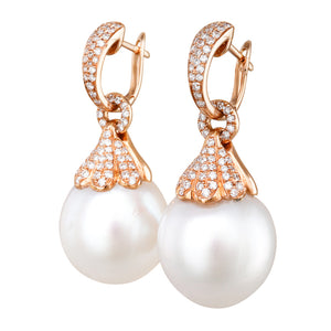 South Sea Pearl & Diamond Earrings