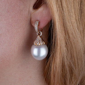 South Sea Pearl & Diamond Earrings