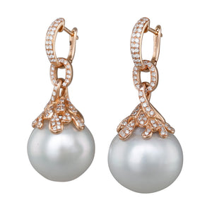 South Sea Pearl & Diamond Earrings