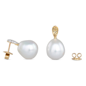 South Sea Pearl & Diamond Earrings