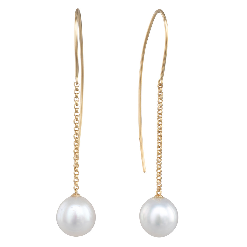 South Sea Pearl Long Chain Earrings