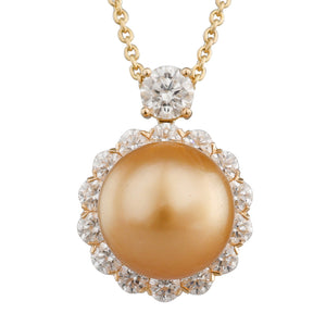 Gold South Sea & Diamond Pendant