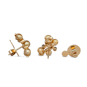 Gold Keshi & Diamond Earrings