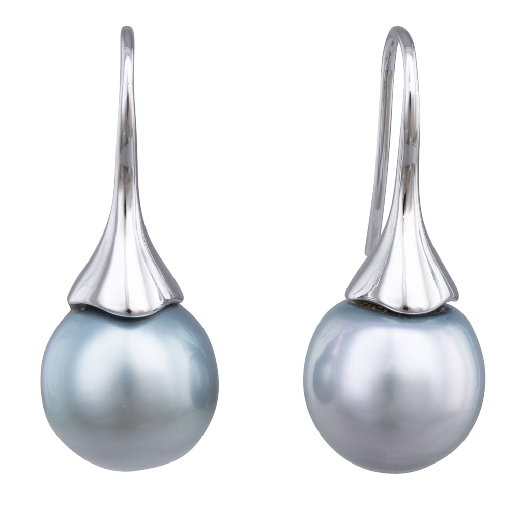 12mm Silver Tahitian Pearl Hooks