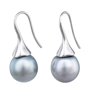 12mm Silver Tahitian Pearl Hooks