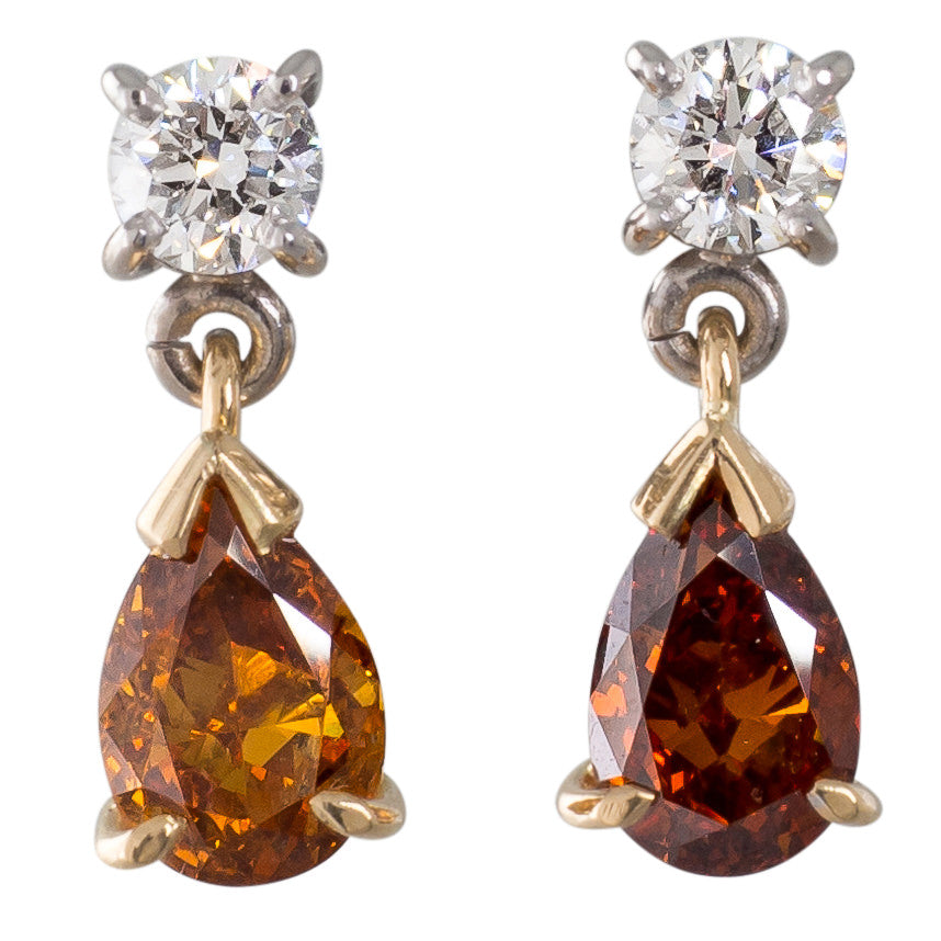 Orange diamond store earrings